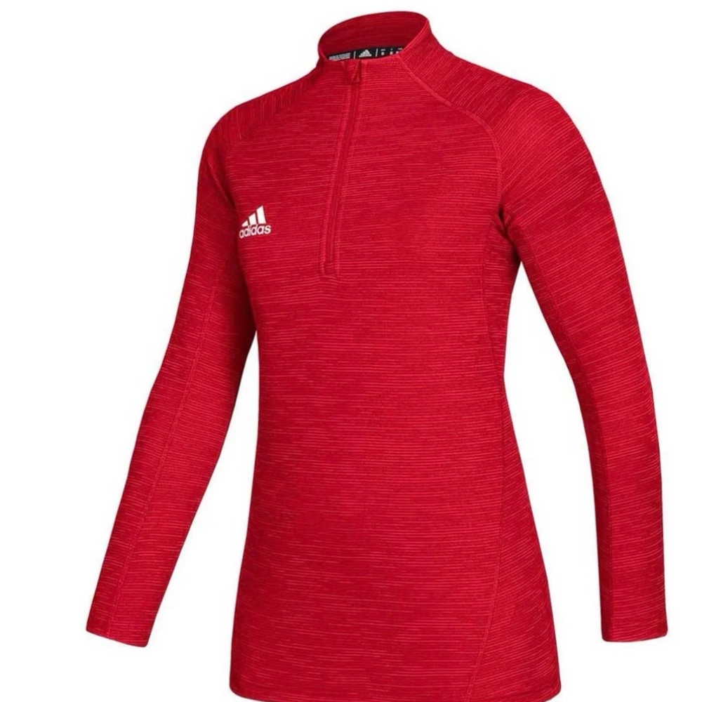 Adidas 1/4 red Half-Zip Pullover Aeroready